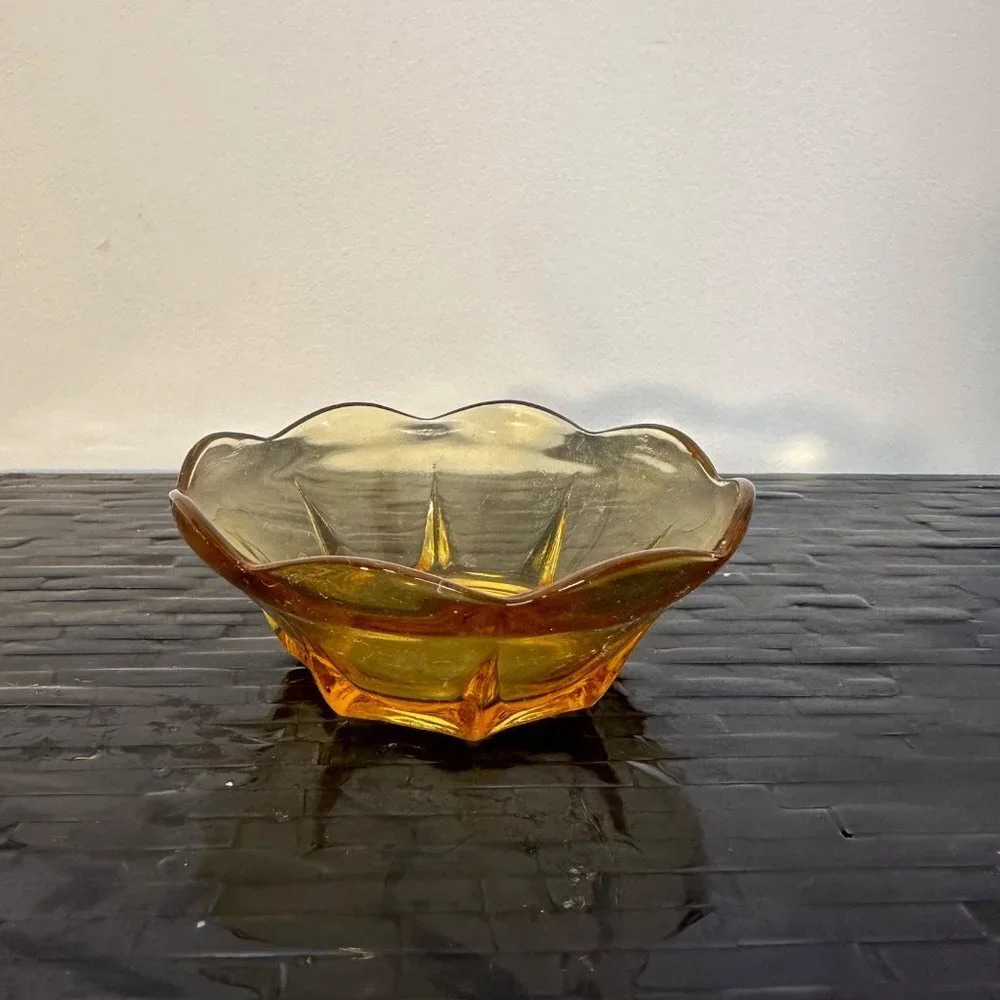 Vintage Anchor Hocking Swedish‎ Small Amber Bowl